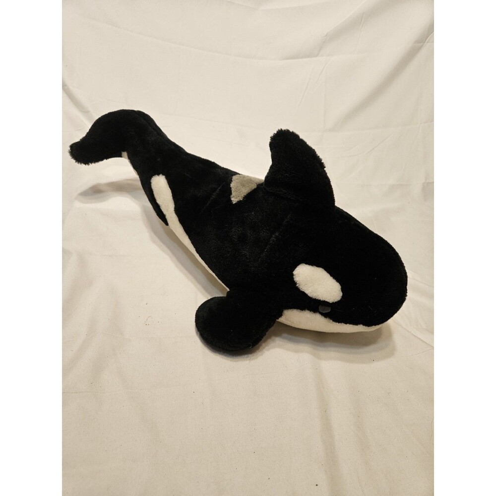 Vintage Orca KILLER WHALE Soft Plush 17" Black & White Stuffed Animal